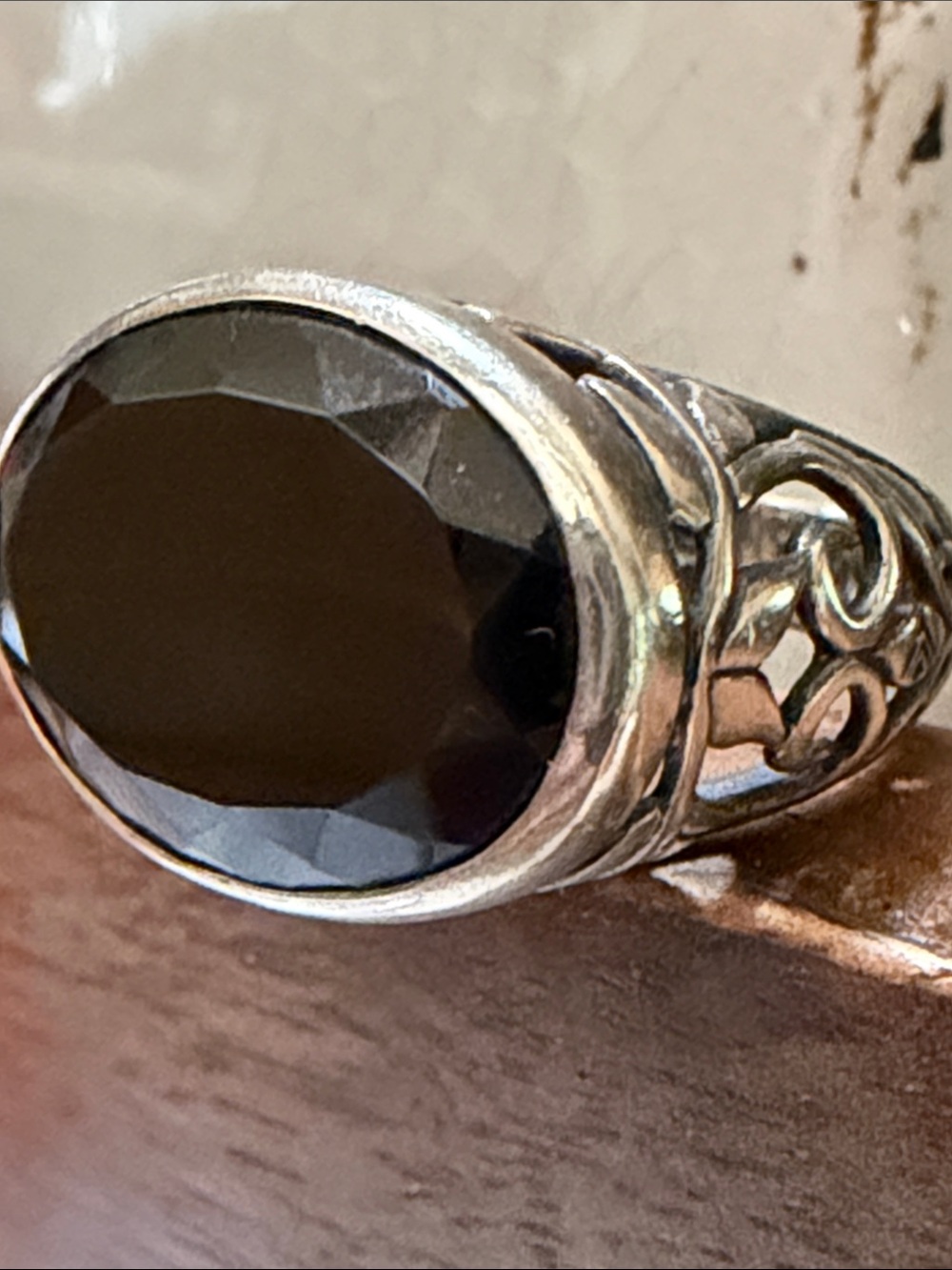 SILPADA BLACK CHALCEDONY STERLING RING 7